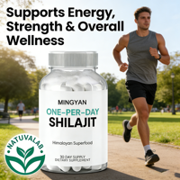 Capsules de Shilajit Pur pour l'Énergie et la Vitalité – Complément Minéral Naturel à l'Acide Fulvique – Soutien à la Santé Masculine et au Bien-être