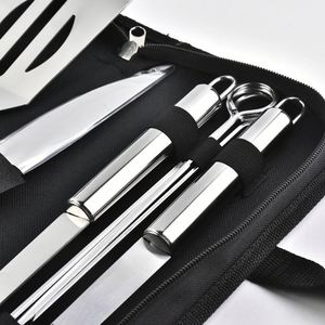 Ensemble d'ustensiles de barbecue personnalisés en acier inoxydable avec sac de transport - Kit d'accessoires de barbecue professionnels - Product Image 2