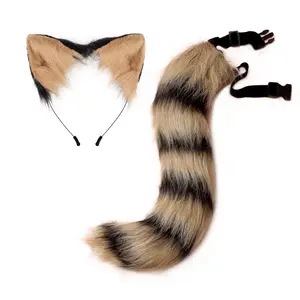 Halloween Costume Simulation Fox Plush Tail Costume Accessories Tail Cat Ear Headband Headwear