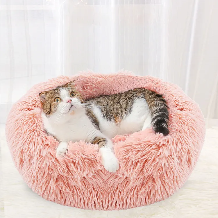 Fabbrica di vendita calda inverno circolare caldo cucciolo gattino divano peluche Pet Benabags Dog House Cat Bed