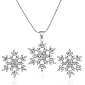 Collier pendentif flocon de neige blanc serti de diamants, bijou cadeau - Product Image 4