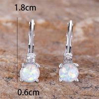 Luxe cristal petite pierre ronde boucle d'oreille blanc opale de feu boucles d'oreilles pour les femmes classique couleur argent mariage fiançailles bijoux