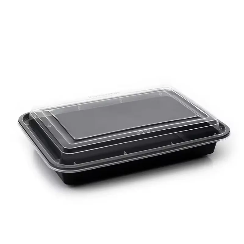 16Oz 24Oz 32Oz 38Oz Récipient à emporter rectangulaire rond en plastique jetable pour la préparation de repas au micro-ondes