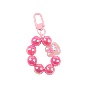 Nuevo lindo conejo cadena llavero colgante fresco Color sólido redondo cuenta accesorios auricular funda bolsa Decoración - Product Image 5