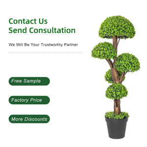 Árbol de madera de boj topiario de plástico para jardín, hierba sintética, verde, bonsái, árbol artificial, Vertical, de plástico, para bonsái - Product Image 2
