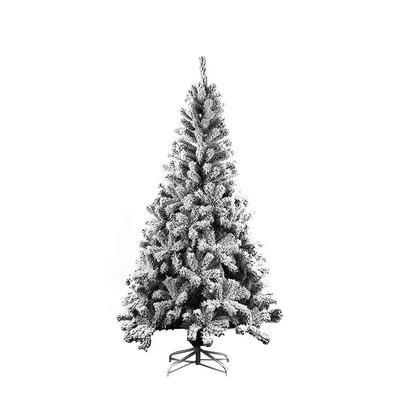 Árvore de natal artificial decorada premium, árvore de natal artificial com floco de neve branco