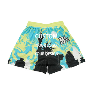 Short en maille imprimé athlétique à coupe ajustée pour l'été en gros, short en maille de course à pied imprimé en polyester avec logo personnalisé - Product Image 1