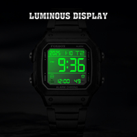 Montre numérique LED multifonction carrée noire FOXBOX FB0200 pour hommes, chronographe lumineux à lumière noire, prix de gros