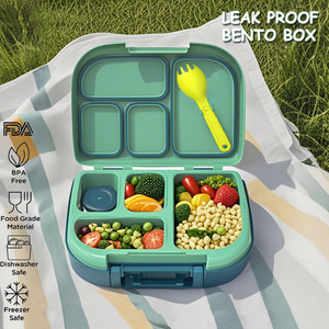 Boîte à lunch pour enfants en plastique sans Bpa personnalisée une serrure logo pp récipient de stockage de préparation de repas avec poignée - Product Image 2
