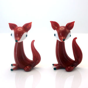 Красно-желтая выдувная стеклянная статуя лисы Коллекционная муранская лэмпворк - Product Image 3