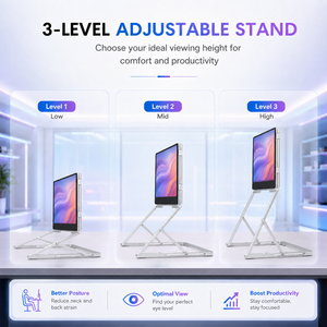 จอเกมมิ่งพกพา OEM Quad ขนาด 18.5 นิ้ว แบบสามจอ พร้อมพอร์ต usb-c สำหรับแล็ปท็อป, จอมอนิเตอร์เสริมสำหรับตรวจสอบคุณภาพอากาศ, ps5, xbosx, ความละเอียด 2.5k QHD สีเงิน - Product Image 2