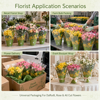 Sacs à bouquet trapézoïdaux en cellophane transparent de haute clarté en CPP pour fleuristes et fournisseurs – Vente en gros