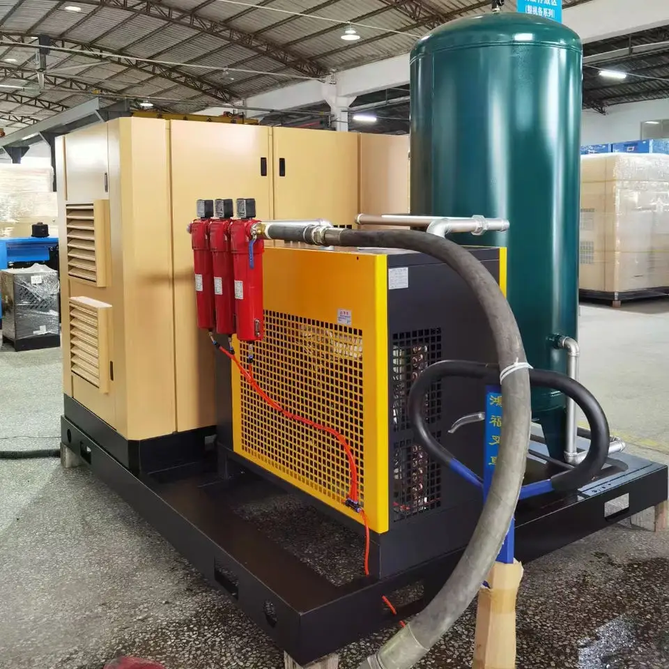 New Arriving All-in-one Integration Skid Mounted Screw Air Compressor Combined with Dryer Tank Filter 4 in 1 air compressor