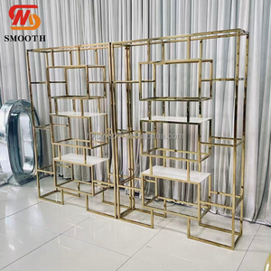 Smooth High Quality Rectangular Gold Stainless Steel Frame Party Wine Display <b>Stand</b> for Wedding - Product Image 4