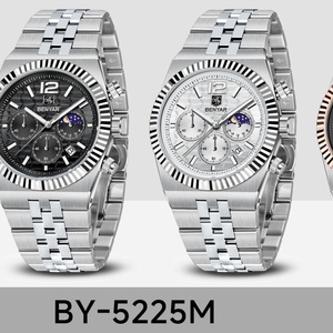 Montre homme BENYAR BY-5225M, nouvelle montre de luxe à quartz en acier inoxydable avec cadran à motif nid d'abeille de 40 mm, design original, chronographe. - Product Image 4