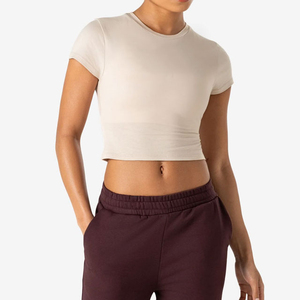 100% Cotton Lightweight Eco Friendly Womens <b>Crop</b> Top Breathable Casual Wear Trendy Style Women <b>Crop</b> Top <b>T</b> <b>Shirts</b> for Summer - Product Image 1