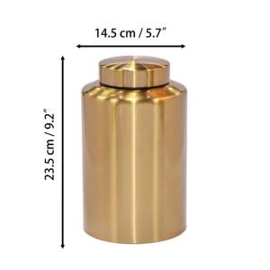 Золотая урна из нержавеющей стали для кремации — с индивидуальным рисунком и лазерной гравировкой, мемориальный контейнер для праха - Product Image 3
