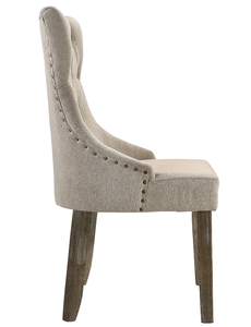 Ensemble de chaises de salle à manger modernes bicolores en tissu beige et finition gris recyclé, imperméables et réglables en hauteur (lot de 2) - Product Image 3