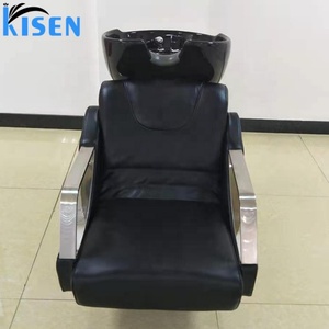 KISEN Wholesale Washing Shampoo Chair Black <b>Backrest</b> and Basin - Product Image 2