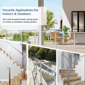 Kit de <span class=keywords><strong>garde</strong></span>-<span class=keywords><strong>corps</strong></span> moderne en câble d'acier inoxydable réglable avec accessoires gratuits, <span class=keywords><strong>garde</strong></span>-<span class=keywords><strong>corps</strong></span> en câble métallique à fixation au sol pour terrasse, balcon, escalier - Product Image 6
