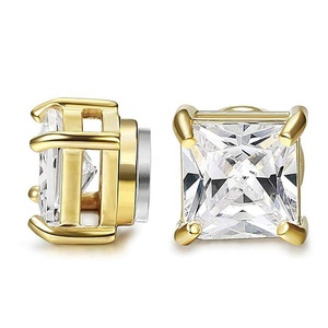 Vuông Pha Lê CZ Nam Châm Cuff Bông Tai Duy Nhất Thép Không Gỉ Từ Zircon Tai Stud Cho Nam Giới - Product Image 6