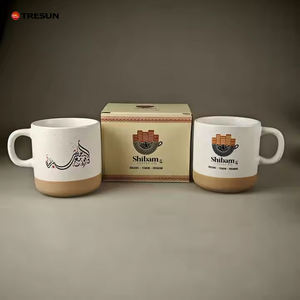 Tasse à café ou à thé en céramique givrée à blocs de couleur en porcelaine blanche mouchetée, mugs personnalisés pour cadeaux - Product Image 3