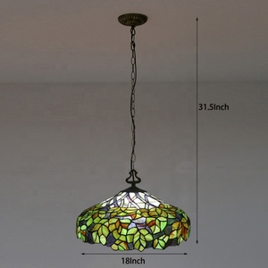 LongHuiJing Victorian Tiffany-Style 2-<b>Light</b> Ceiling Pendant Fixture with 18" Shade Stained Glass <b>Lights</b> - Product Image 3