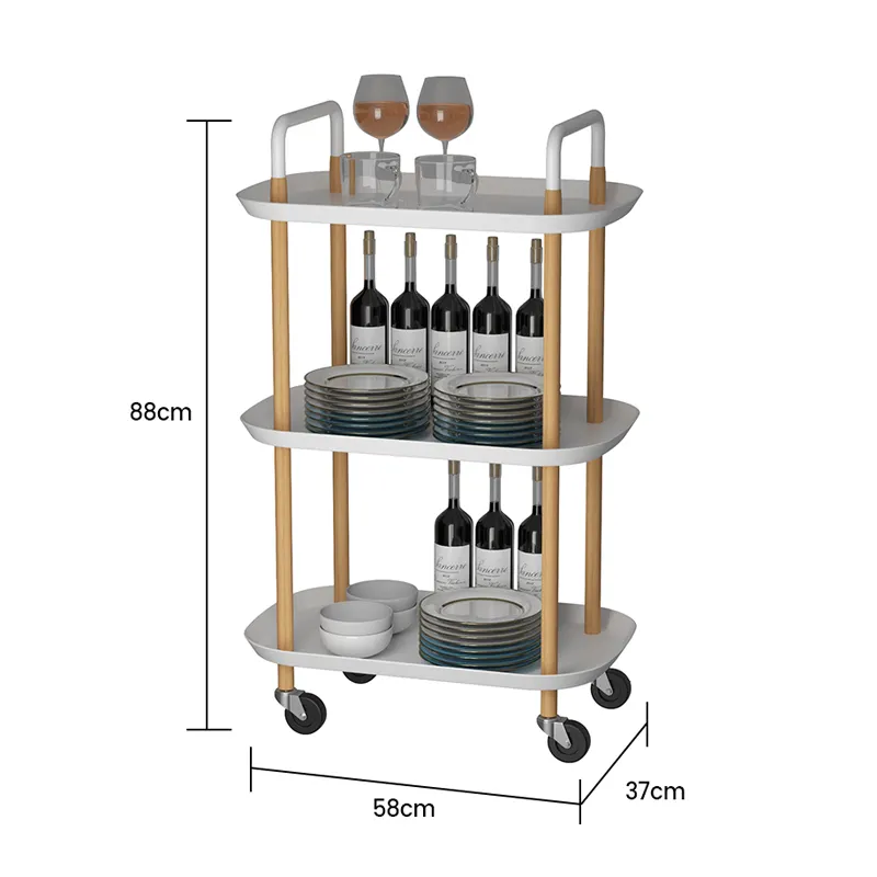 Table d'appoint multifonctionnelle à roulettes de rangement en bois pour canapé à chariot mobile moderne