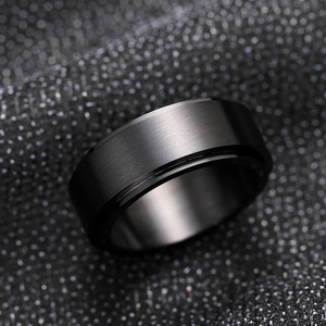 Dj055 <b>Tungsten</b> Men's Wedding Band <b>Ring</b> Plain <b>Black</b> Rotating Design Engagement Fashion Jewelry 8mm Width - Product Image 3