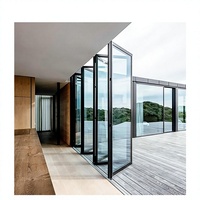 Porte pliante en alliage d'aluminium au design épuré, à rupture de pont thermique, extérieure, antivol, tailles et couleurs personnalisables pour chambre et salle de bain