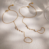 Bracelet en or en forme de Y avec breloques en zircon à taille mixte et fermoir mousqueton, plaqué or 18 carats, en acier inoxydable, étanche