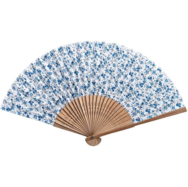 FAREA Elegant Modern Woman Handmade Bamboo Silk 8.27" (21cm) Folding Pocket Purse Hand Fan