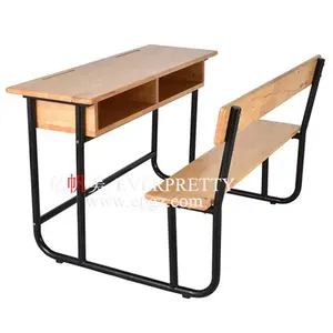 คลาสสิกที่มีคุณภาพสูงโรงเรียนเฟอร์นิเจอร์ห้องเรียนไม้เชื่อมต่อคู่ศึกษาโต๊ะและเก้าอี้สำหรับนักเรียน
