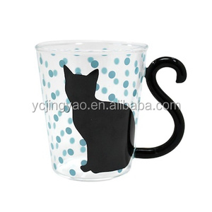Personalizado bonito gato chá copo Natal férias água vidro copo camping vidro leite copo com suporte - Product Image 3