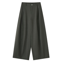Buyi Liren Ge 2025 Automne Hiver Meilleure Vente Pantalon Femme Taille Haute Ample Décontracté Respirant Vert Militaire Délavé Sable