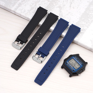 カシオ F91W/F84/F105/108/A158/168/AE1200/1300用 18mm シリコンラバー時計バンド/ストラップ - Product Image 1