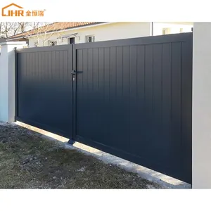 JHR Puerta de entrada Puertas y cercas de aluminio Puerta corredera moderna Puerta de cercado de hierro Diseños Puertas principales de metal para patios delanteros