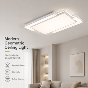 Lámpara de techo LED moderna de montaje empotrado, geométrica, de acrílico y hierro, con control remoto, tricolor, regulable, para sala de estar y dormitorio - Product Image 2