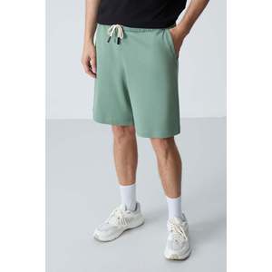 Shorts pour homme en coton vert clair, épais, doux, texturé, coupe standard, basique - 81275 - Cactus - Product Image 2