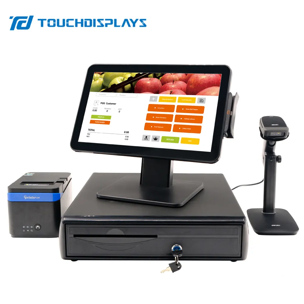 Sistema de punto de venta para caja registradora, dispositivo electrónico para caja registradora, Android Touch, todo en uno, 15,6 pulgadas