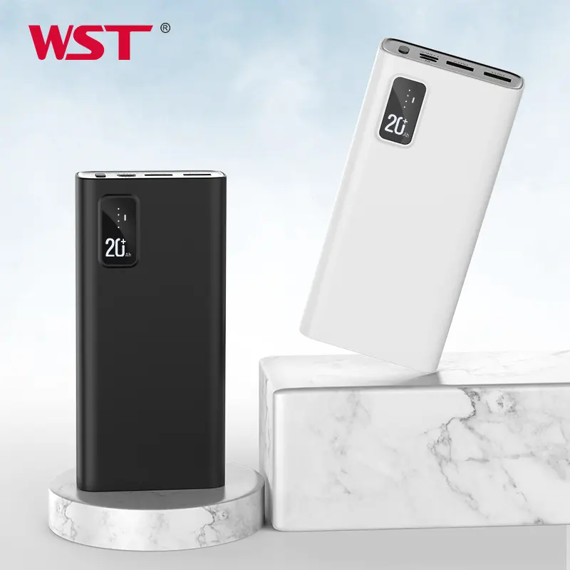 WST Power Bank 20000mAh Tragbare Power bank Handy-Ladegerät LED Mirror Back Power Bank