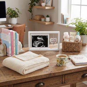 Cadre <span class=keywords><strong>photo</strong></span> échographique en bois blanc, cadre pour échographie de bébé <span class=keywords><strong>avec</strong></span> breloque cœur « <span class=keywords><strong>Amour</strong></span> à l'Première Vue » pour souvenir de grossesse - Product Image 3