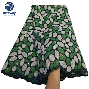 Bestway último café africano doble red encaje corte a mano secuencia tela de encaje - Product Image 5