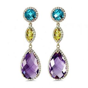 European American Trendy Fashion Zircon <b>Crystal</b> Women's Gold Plated Copper Alloy <b>Water</b> Drop Long Drop Earrings Jewelry for - Product Image 1