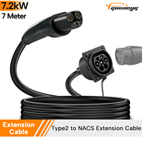 Nouveau câble d'extension de charge pour véhicules électriques Type 2 vers NACS, 32A, 7M, 250V AC, pour véhicules électriques standard NACS