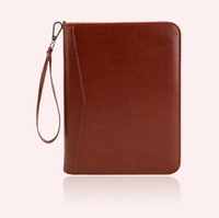 A5 PU cuir fermeture éclair portefeuille couverture rigide Document organisateur de fichiers avec 60 pages intérieures à feuilles mobiles taille B5