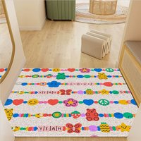 Tapis de porte moderne antidérapant en PVC, doux, fabriqué à la machine, de haute qualité, personnalisé, motif dessin animé, rectangulaire, pour intérieur, en boucle de PVC