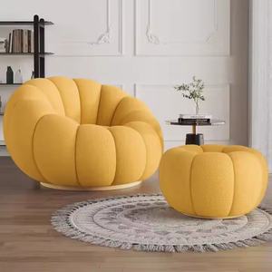 Fauteuil de salon en tissu de laine Teddy nordique, canapé d'appoint luxueux à un siège, fauteuil inclinable - Product Image 2