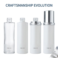 100ml Zylindrische Glas-Pumpflasche Silberner Deckel Gehämmerter Kragen Matt-Finish Recycelbar Anpassbar