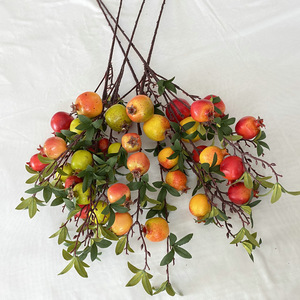 Cung cấp trực tiếp xuyên biên giới của mô phỏng cao cấp 7 nhánh quả lựu với lá thực tế tất cả các màu đỏ nhanh chóng gửi - Product Image 4